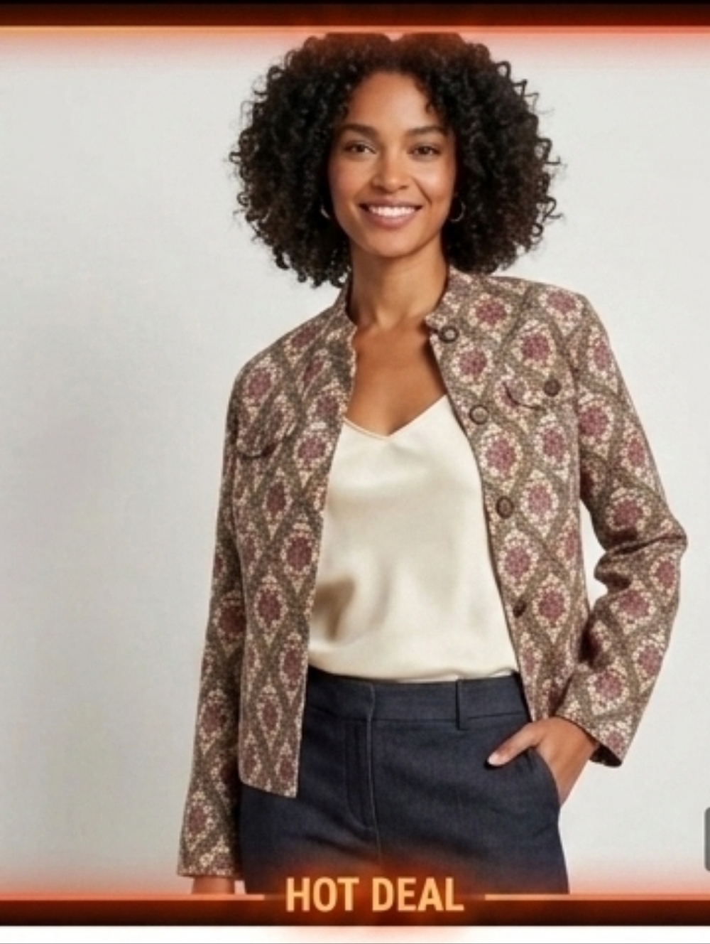 CHARTER CLUB Beautiful Printed Linen Jacket (like denim).